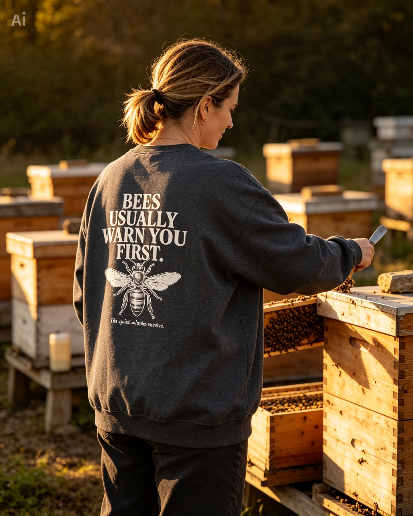 Bees Usually Warn You First Crewneck | Gift for Beekeepers