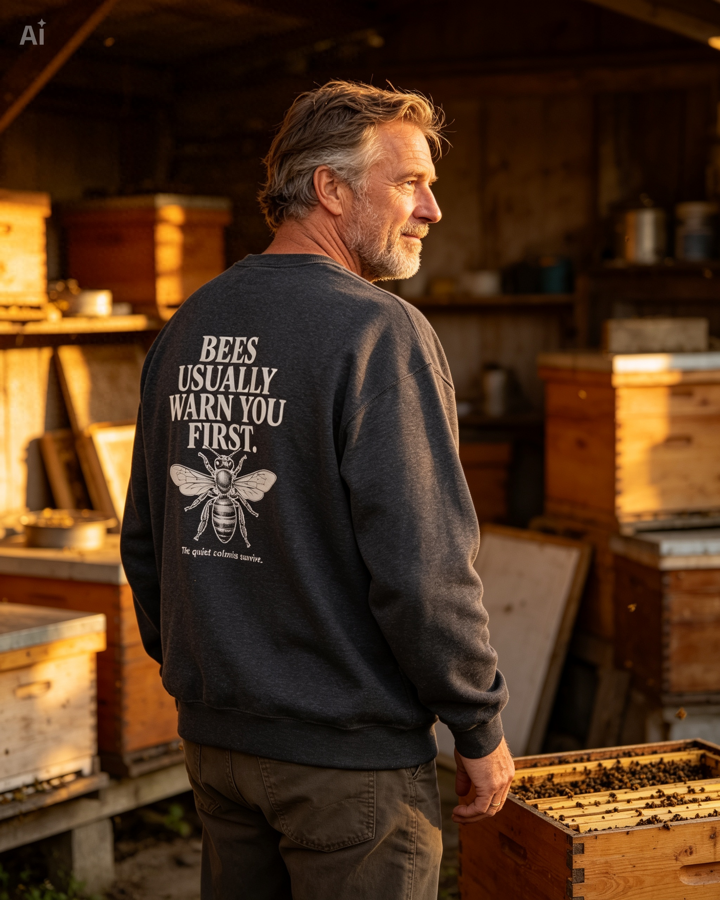 Bees Usually Warn You First Crewneck | Gift for Beekeepers