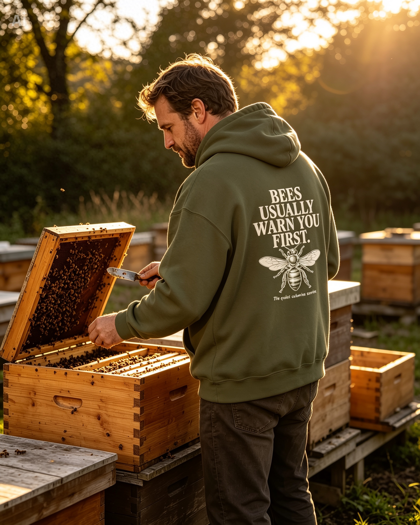 Bees Usually Warn You First Hoodie | Gift for Beekeepers