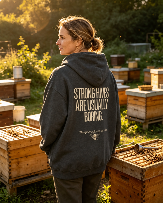 Strong Hives Are Usually Boring Hoodie | Gift for Beekeepers