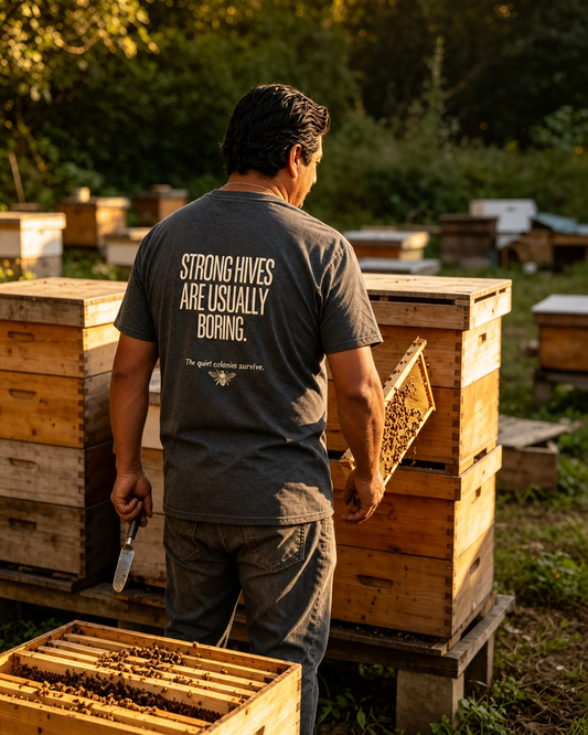 Strong Hives Are Usually Boring Tee | Gift for Beekeepers