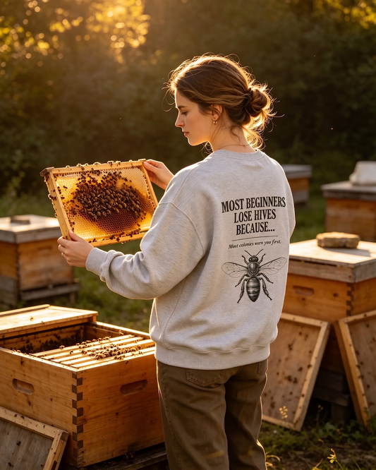 Most Beginners Lose Hives Because Crewneck | Gift for Beekeepers