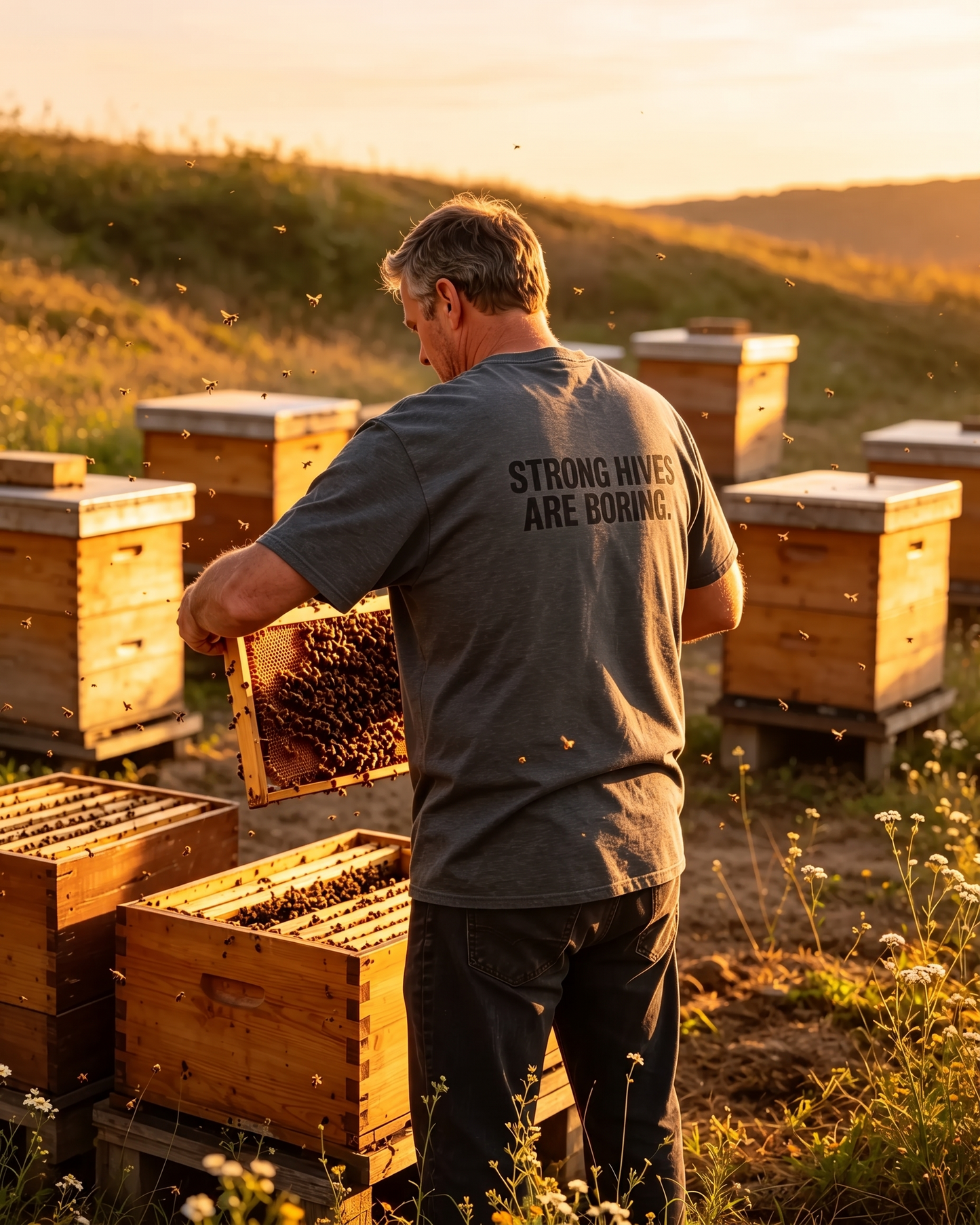 Strong Hives Are Boring. Tee | Gift for Beekeepers